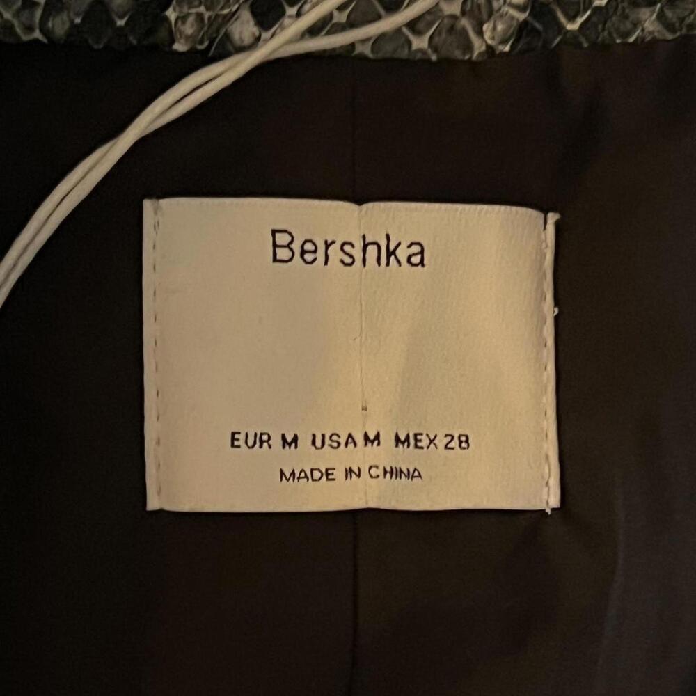 Bershka faux leather snake print moto biker jacket Size Medium NEW - Picture 7 of 8